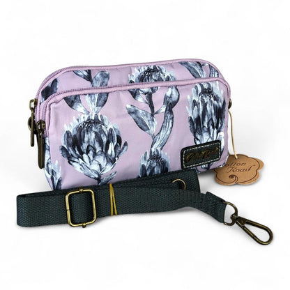 LILAC Cotton Road Canvas Mini Sling Bag with PROTEAS