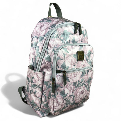 LILAC PVC Cotton Road 15,6" Laptop Backpack with FLOWERS