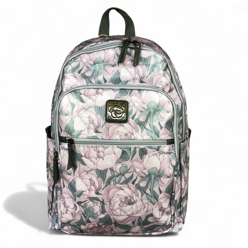 LILAC PVC Cotton Road 15,6" Laptop Backpack with FLOWERS