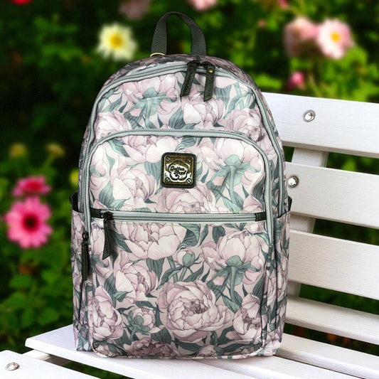 LILAC PVC Cotton Road 15,6" Laptop Backpack with FLOWERS