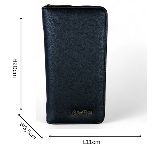 Large BLACK Cotton Road PU Leather CARD Holder