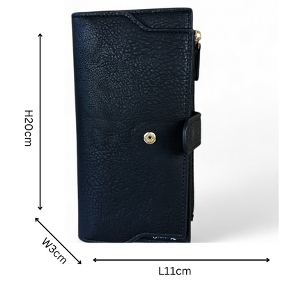 Large BLACK Cotton Road PU Leather Wallet with CLIP