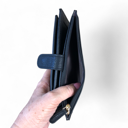 Large BLACK Cotton Road PU Leather Wallet with CLIP