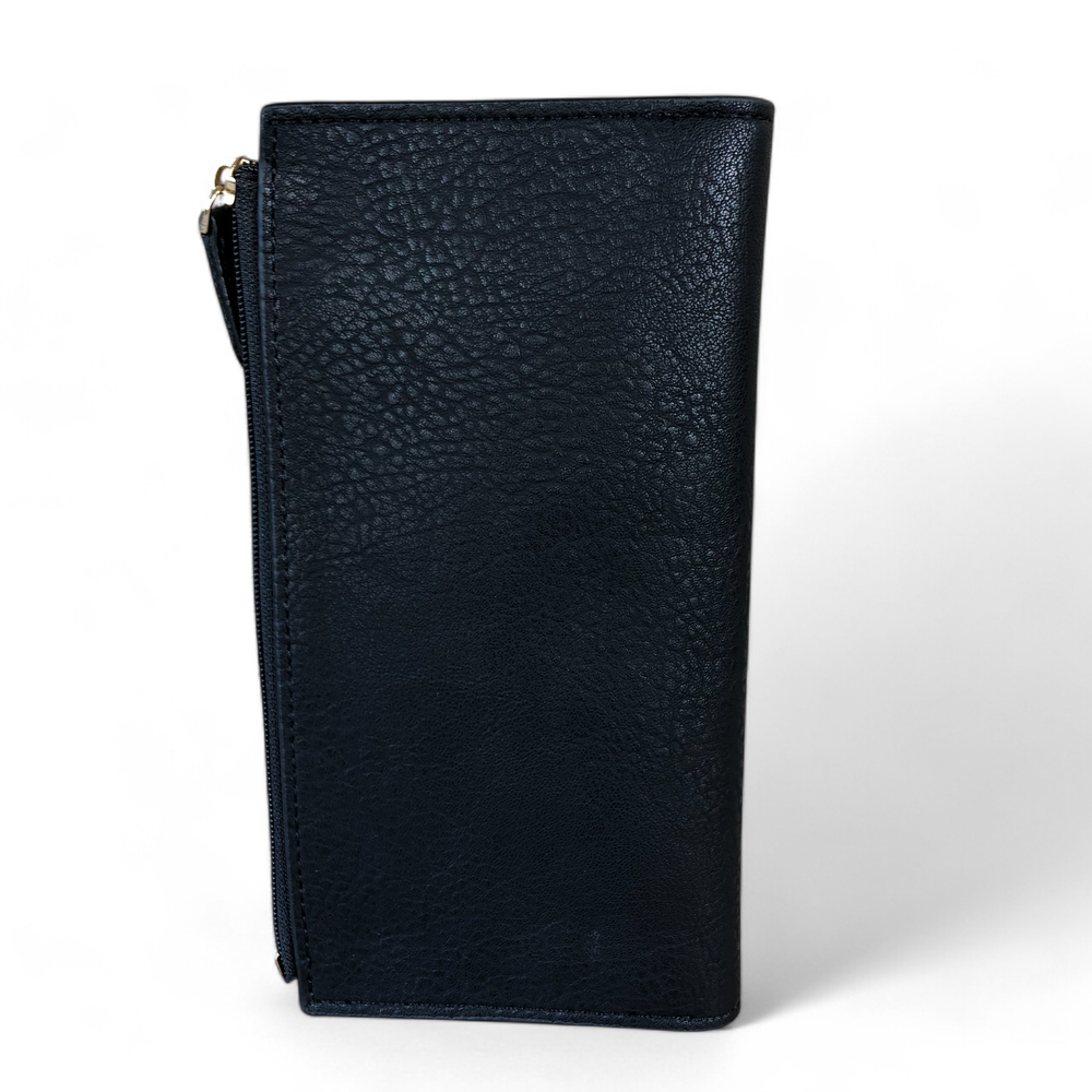 Large BLACK Cotton Road PU Leather Wallet with CLIP