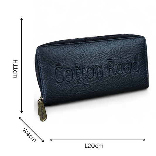 Large BLACK PU LEATHER Cotton Road BRANDED Wallet