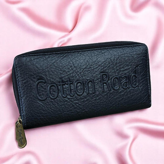 Large BLACK PU LEATHER Cotton Road BRANDED Wallet