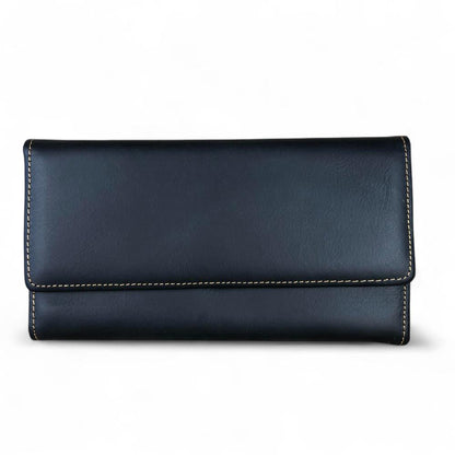 Large BLACK Tri-Fold VIVACE Genuine Leather Wallet
