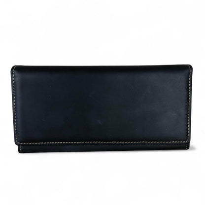 Large BLACK VIVACE Genuine Leather Wallet with Twin Zip Pockets