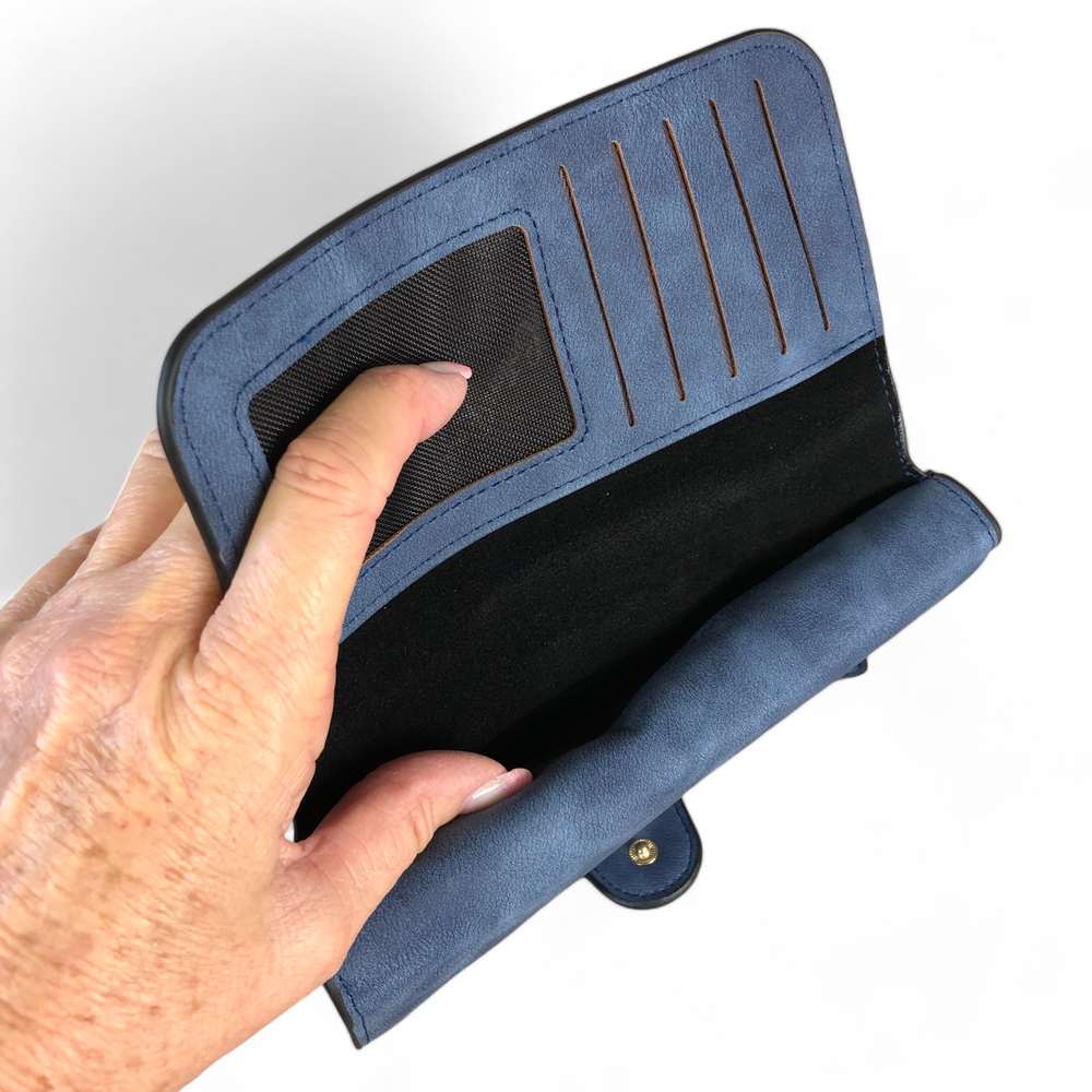 Large BLUE Cotton Road PU Leather Wallet