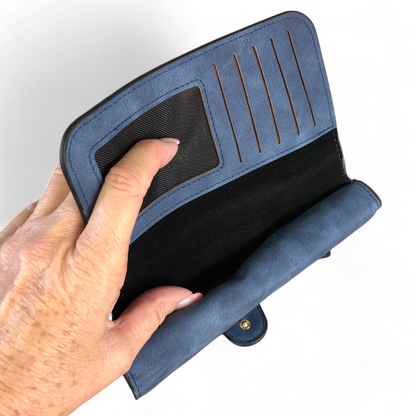 Large BLUE Cotton Road PU Leather Wallet