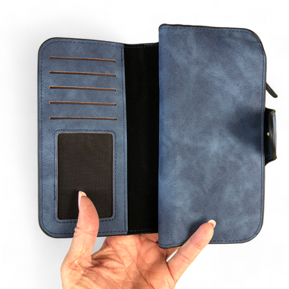 Large BLUE Cotton Road PU Leather Wallet