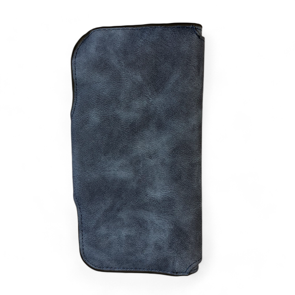 Large BLUE Cotton Road PU Leather Wallet