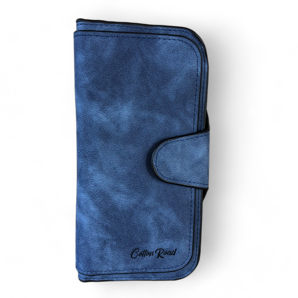 Large BLUE Cotton Road PU Leather Wallet
