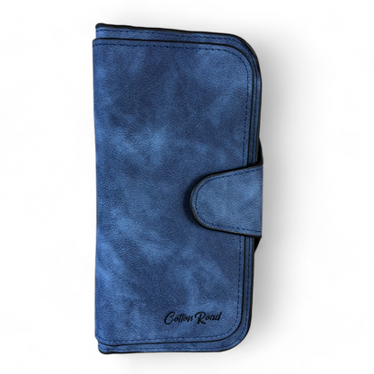 Large BLUE Cotton Road PU Leather Wallet