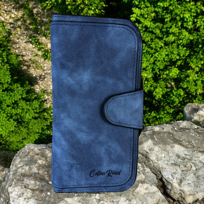 Large BLUE Cotton Road PU Leather Wallet