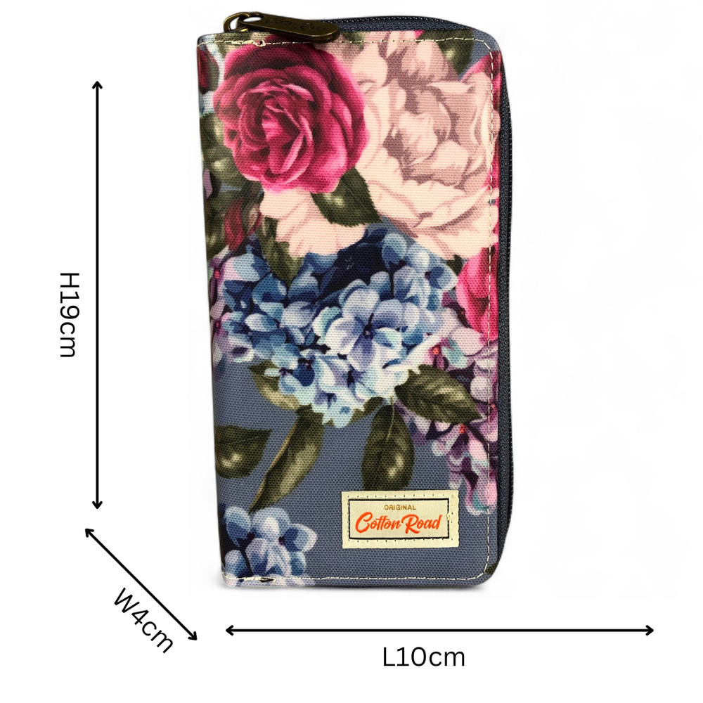 Large BLUE FLORAL PVC Cotton Road Wallet