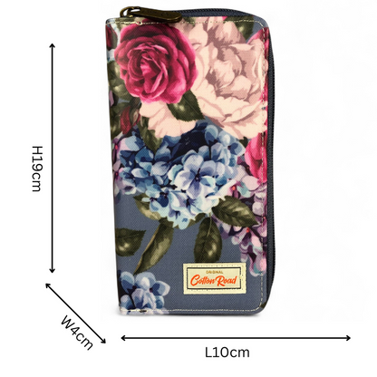 Large BLUE FLORAL PVC Cotton Road Wallet