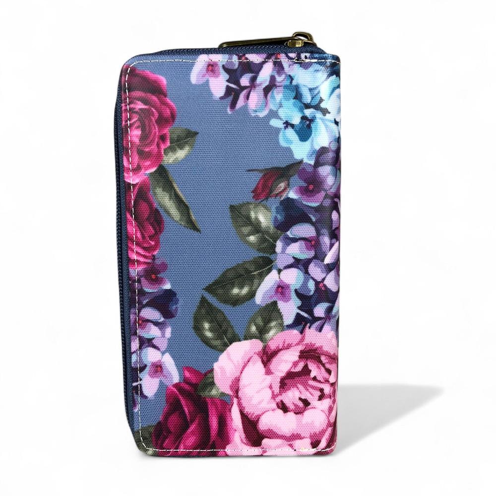 Large BLUE FLORAL PVC Cotton Road Wallet