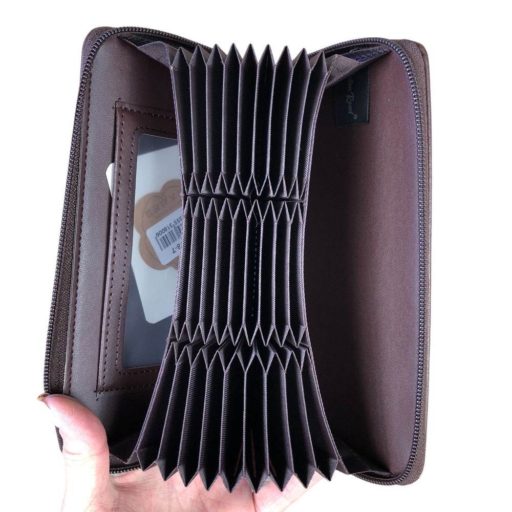 Large BROWN Cotton Road PU Leather CARD Holder