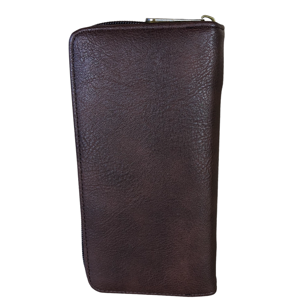 Large BROWN Cotton Road PU Leather CARD Holder