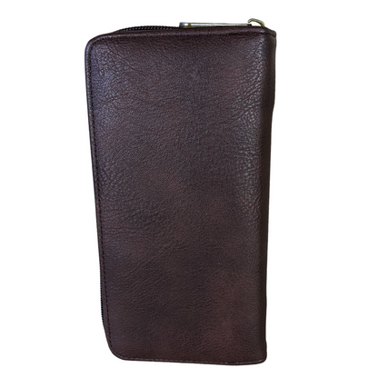 Large BROWN Cotton Road PU Leather CARD Holder