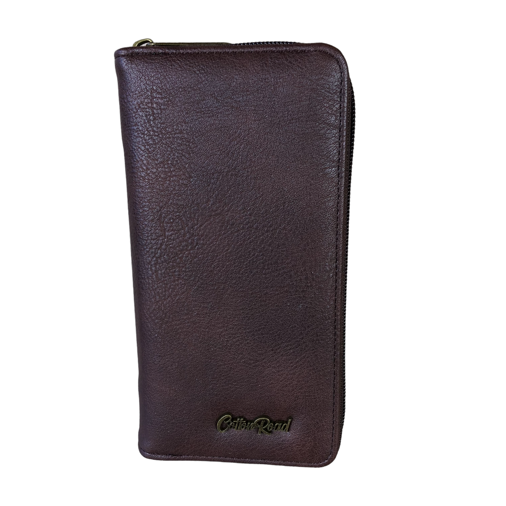 Large BROWN Cotton Road PU Leather CARD Holder