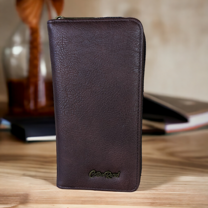 Large BROWN Cotton Road PU Leather CARD Holder