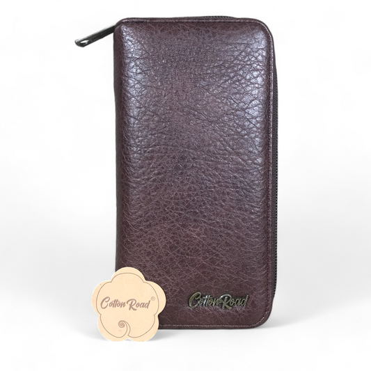 Large BROWN Cotton Road PU Leather Wallet