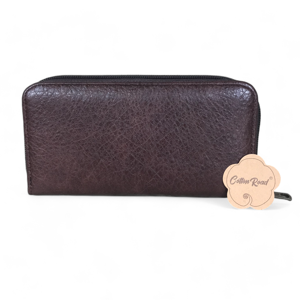 Large BROWN Cotton Road PU Leather Wallet
