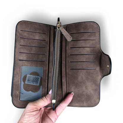 Large BROWN Cotton Road PU Leather Wallet with WINDMILL