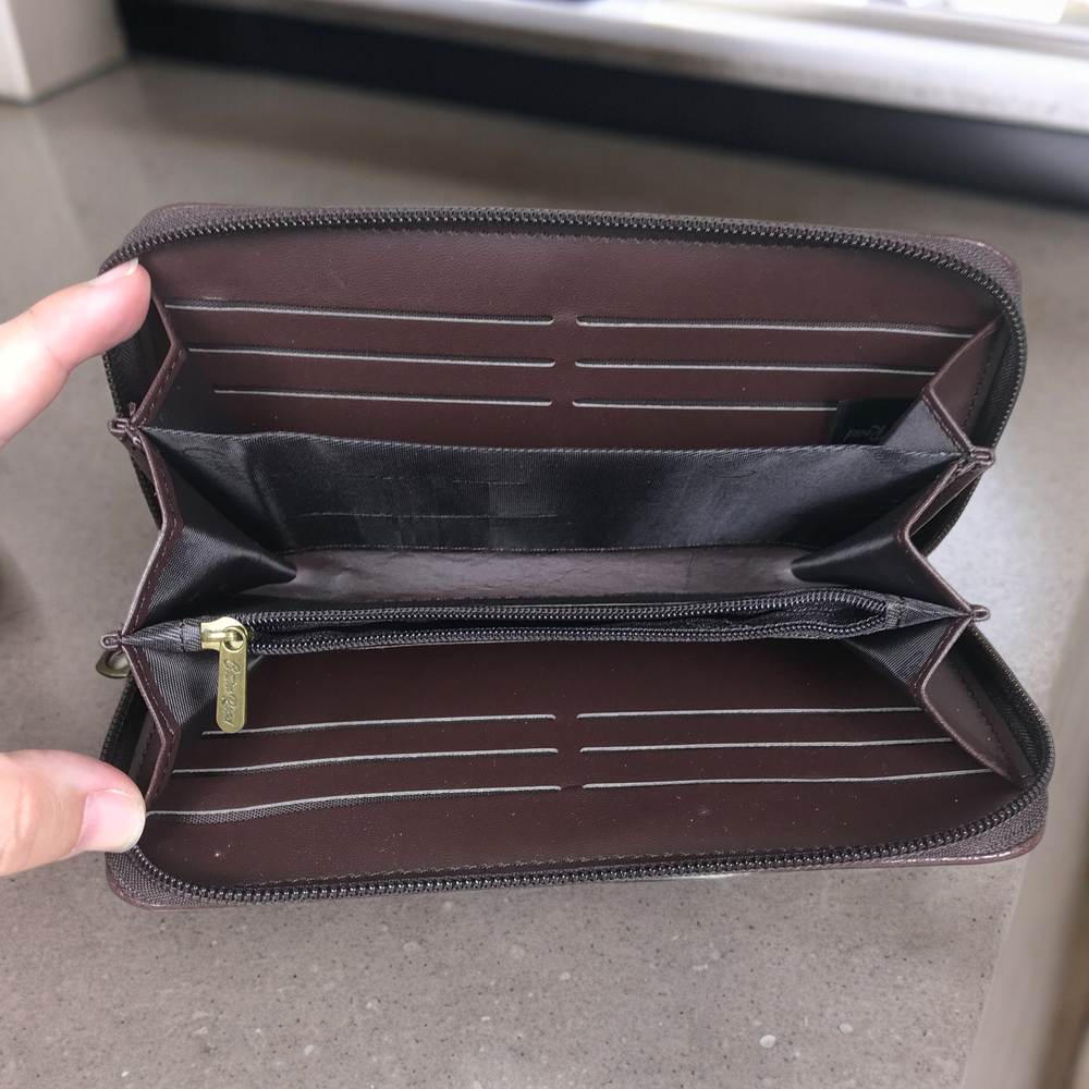 Large BROWN Cotton Road PU Leather Wallet