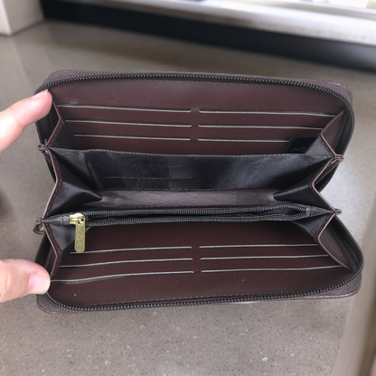 Large BROWN Cotton Road PU Leather Wallet