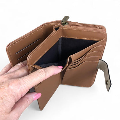 Large BROWN / KHAKI PU Leather Cotton Road Wallet