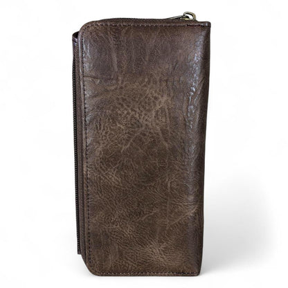 Large BROWN PROTEA Tri-Fold Cotton Road PU Leather Wallet