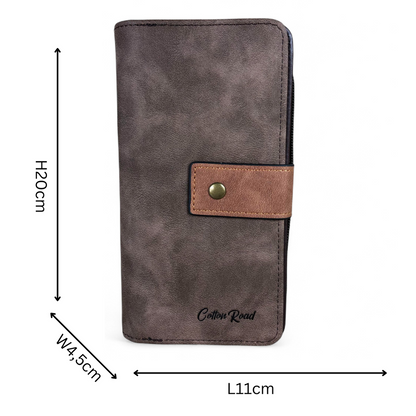 Large BROWN / TAN PU Leather Cotton Road Wallet