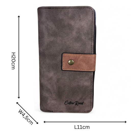 Large BROWN / TAN PU Leather Cotton Road Wallet