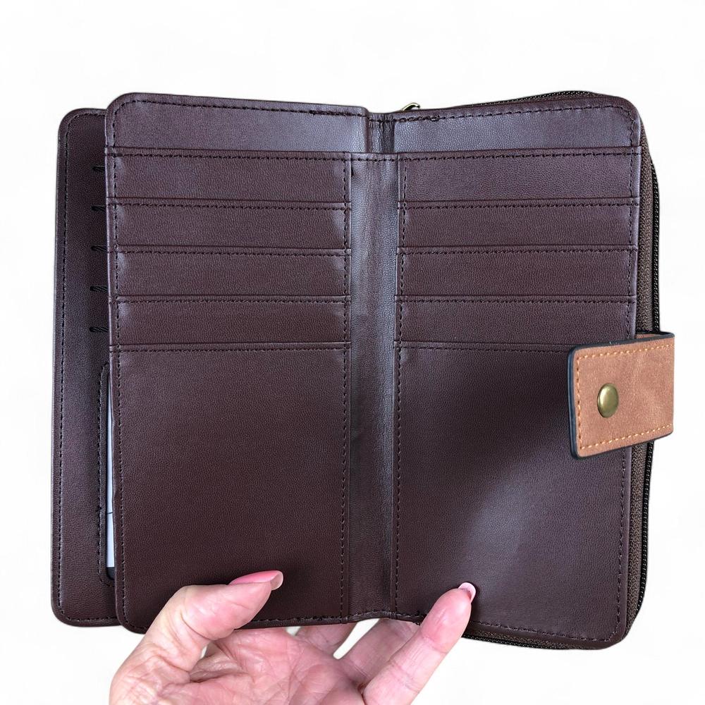 Large BROWN / TAN PU Leather Cotton Road Wallet