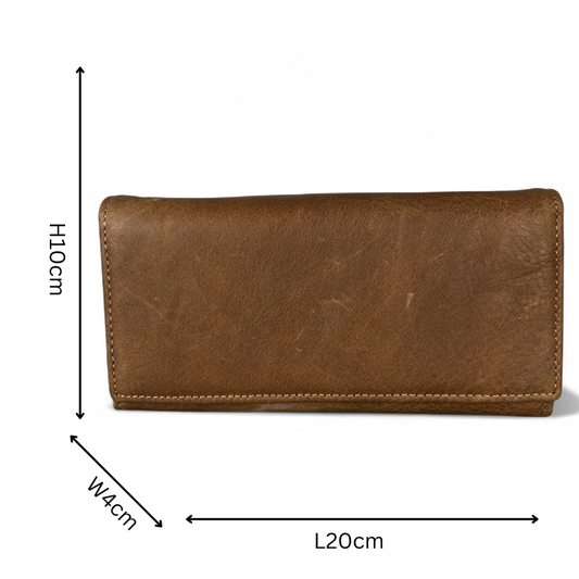Large BROWN VIVACE Genuine Leather Wallet with Twin Zip Pockets