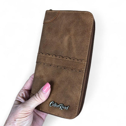 Large CAMEL PU Leather Cotton Road Wallet with TRIM