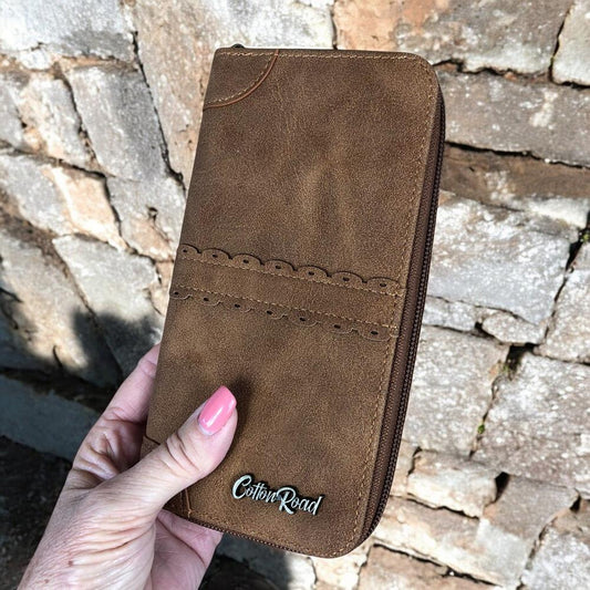 Large CAMEL PU Leather Cotton Road Wallet with TRIM