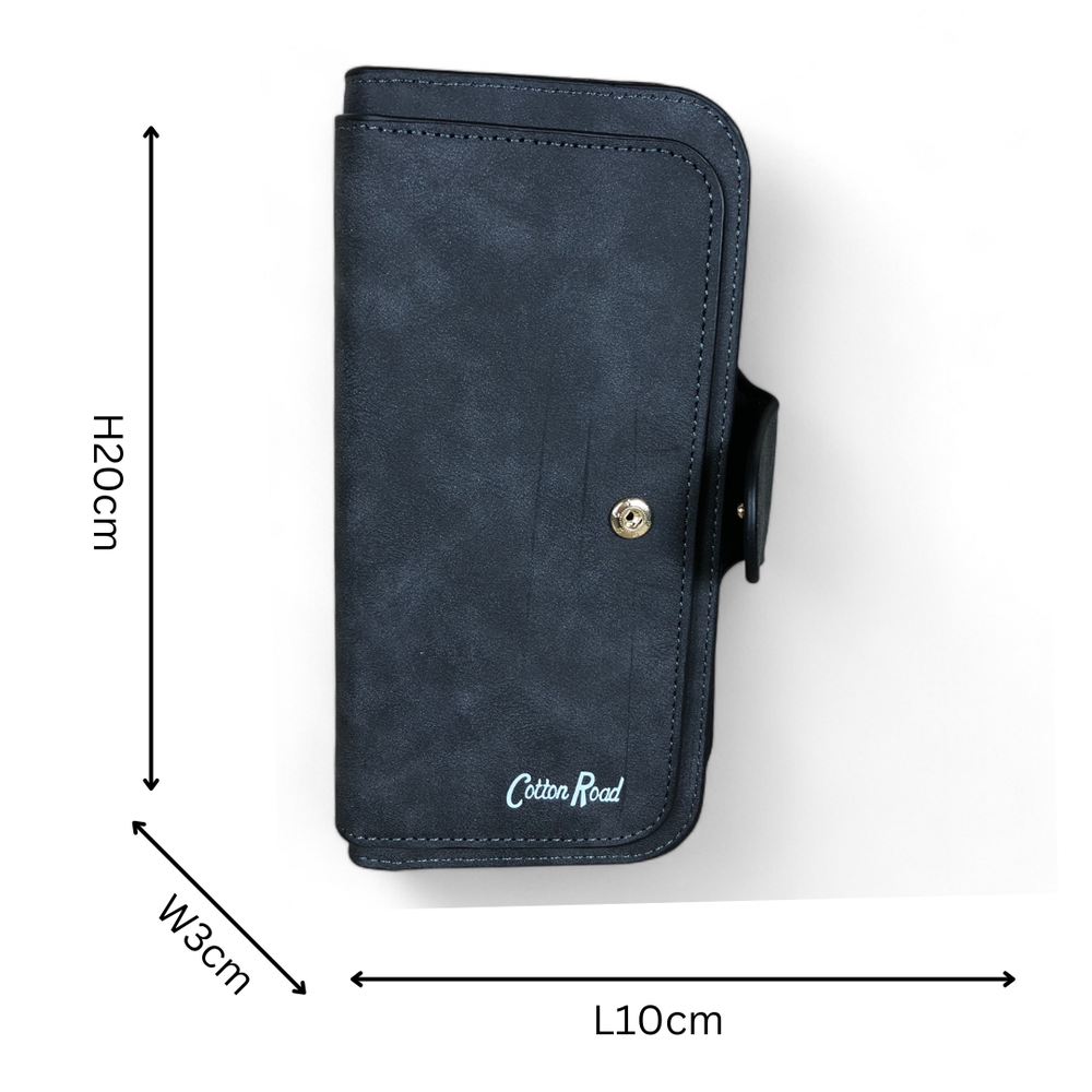 Large CHARCOAL BLACK Cotton Road PU Leather Wallet