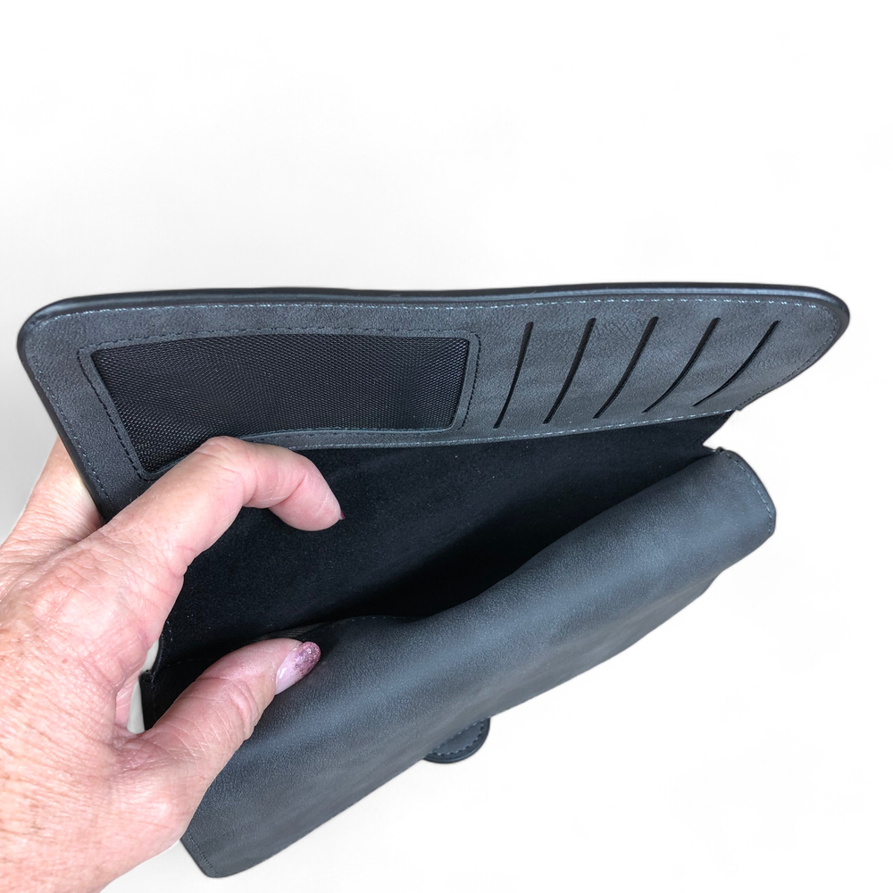 Large CHARCOAL BLACK Cotton Road PU Leather Wallet