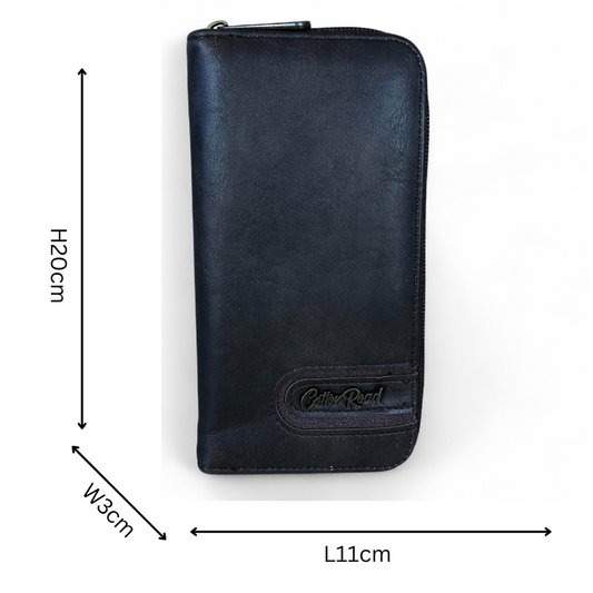 Large Dark BROWN PU Leather Cotton Road Wallet