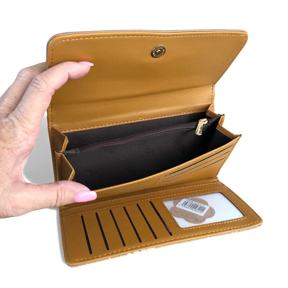 Large FLORAL BROWN PU Leather Cotton Road Wallet