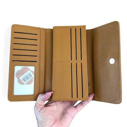 Large FLORAL BROWN PU Leather Cotton Road Wallet