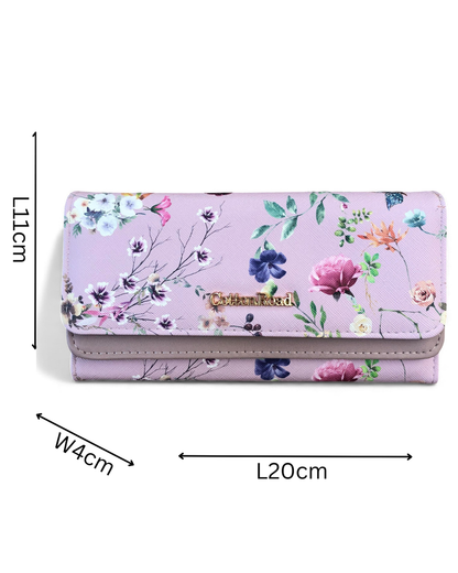 Large FLORAL PINK PU Leather Cotton Road Wallet