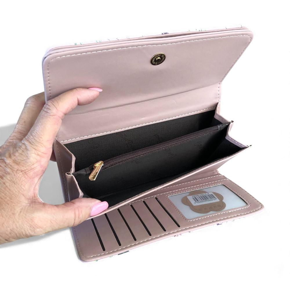 Large FLORAL PINK PU Leather Cotton Road Wallet