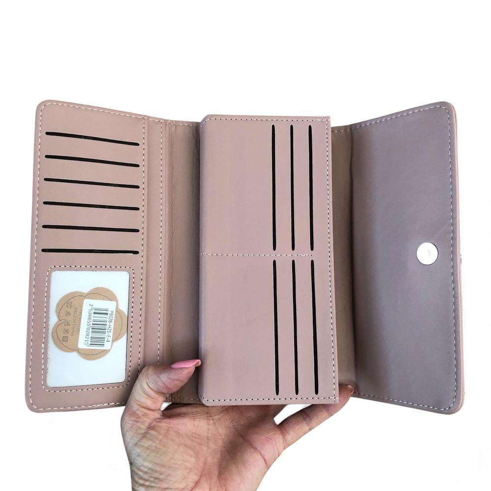 Large FLORAL PINK PU Leather Cotton Road Wallet