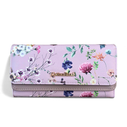 Large FLORAL PINK PU Leather Cotton Road Wallet