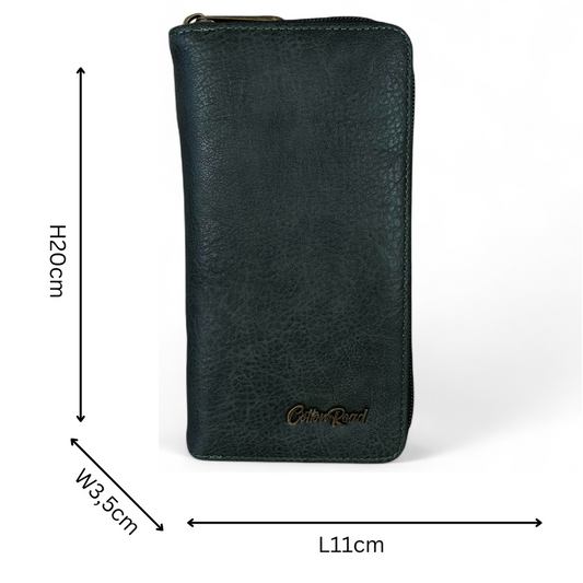Large GREEN Cotton Road PU Leather CARD Holder